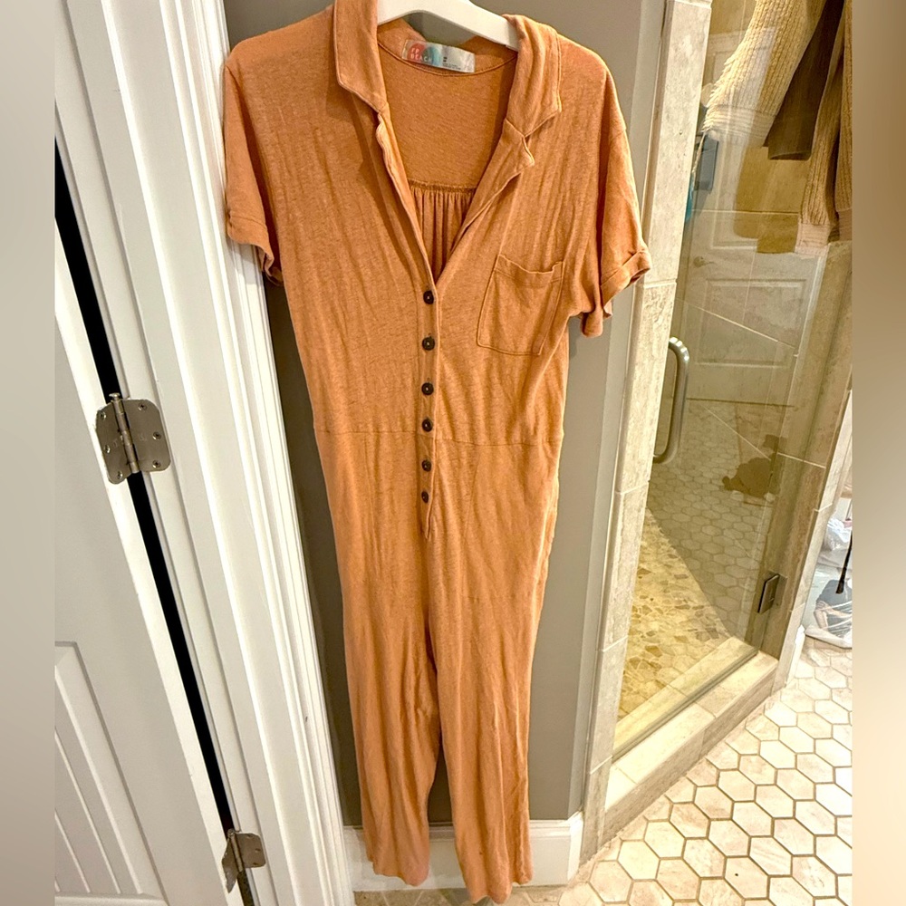 Free People Beach Button-Up Jumpsuit